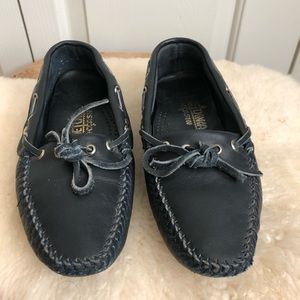 Minnetonka Moccasins Loafers Driving Blue Shoes Size 7 Made In USA